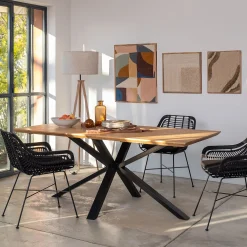 Table de repas piètement graphique en chêne - bois clair (8 places)