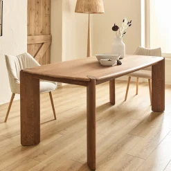 Table de repas rectangulaire en chêne massif - bois clair (8 places)