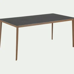 Table de repas rectangulaire en pierre et acier - gris anthracite (10 places)
