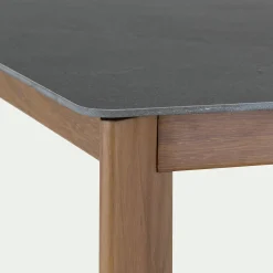 Table de repas rectangulaire en pierre et acier - gris anthracite (10 places)