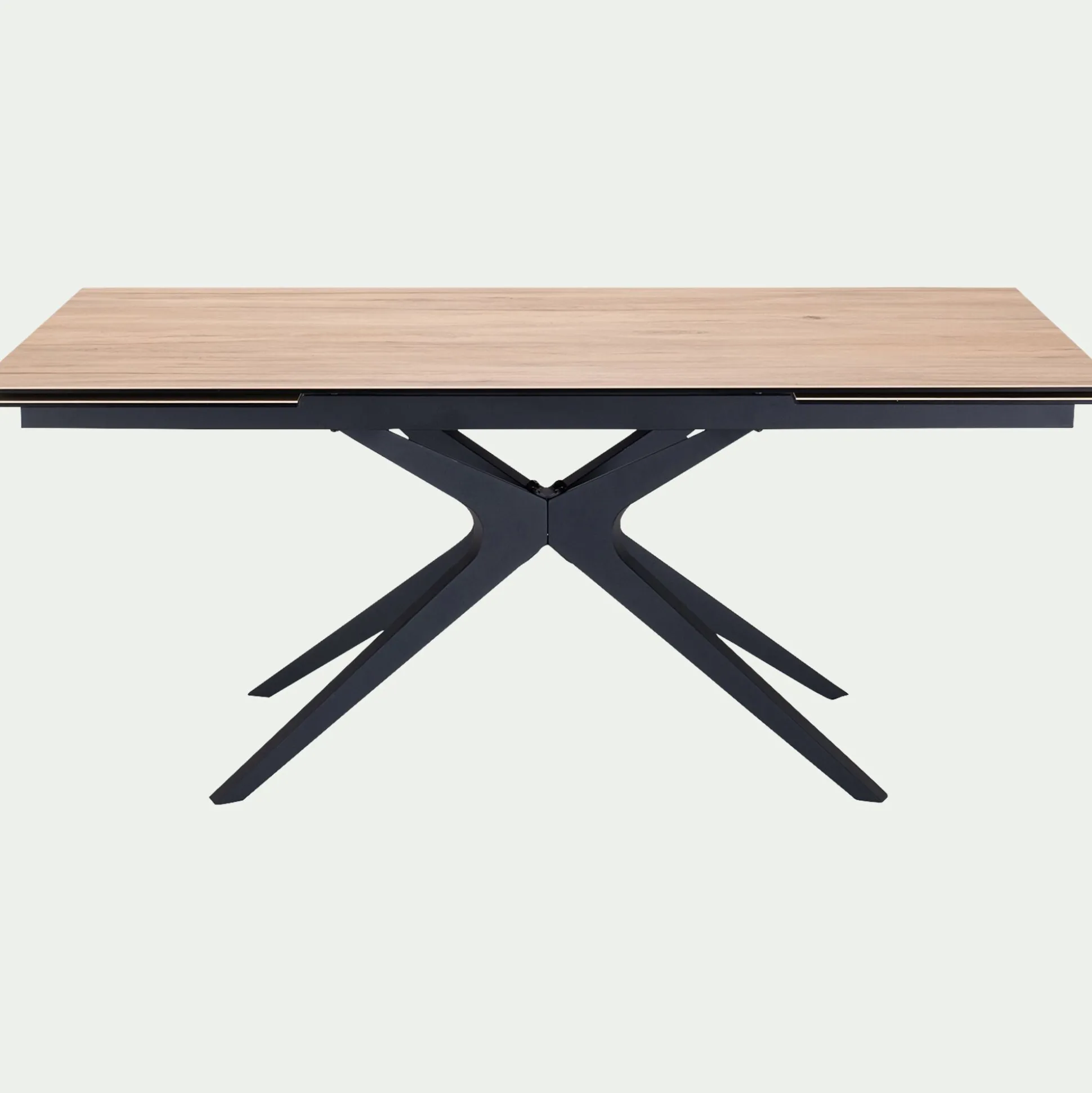 Table de repas rectangulaire extensible en céramique - bois clair (10 à 12 places)