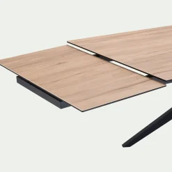 Table de repas rectangulaire extensible en céramique - bois clair (10 à 12 places)
