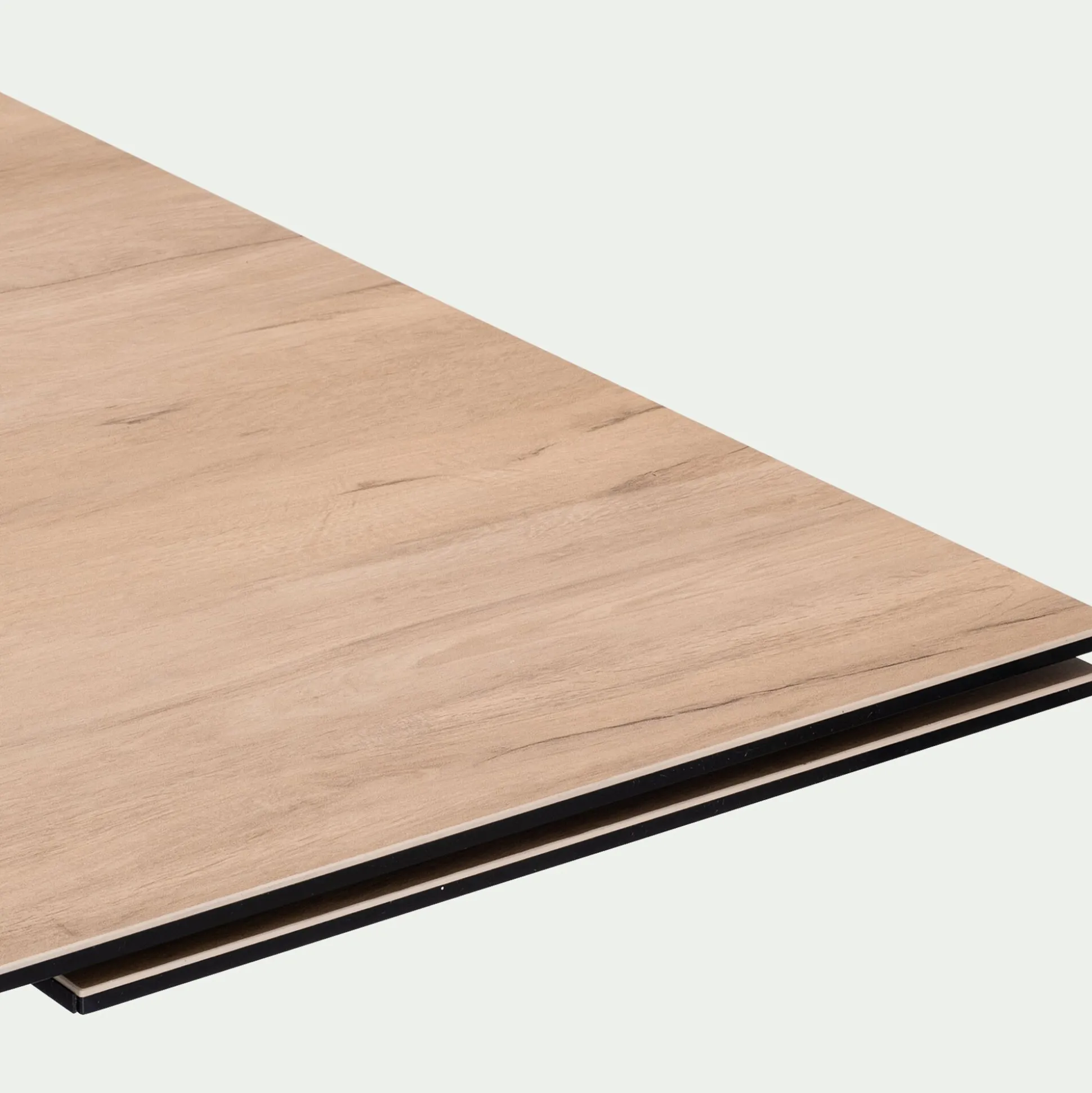 Table de repas rectangulaire extensible en céramique - bois clair (10 à 12 places)