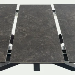 Table de repas rectangulaire extensible en céramique - noir (6 à 8 places)