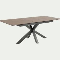 Table de repas rectangulaire extensible en céramique - bronze (6 à 8 places)