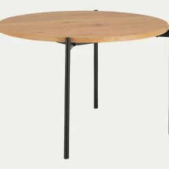 Table de repas ronde effet chêne et acier - bois clair (4 places)