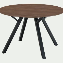 Table de repas ronde en bois - bois foncé (6 places)