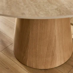 Table de repas ronde en bois et céramique - bois clair (4 à 6 places)