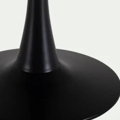 Table de repas ronde en bois et céramique - noir (4 places)