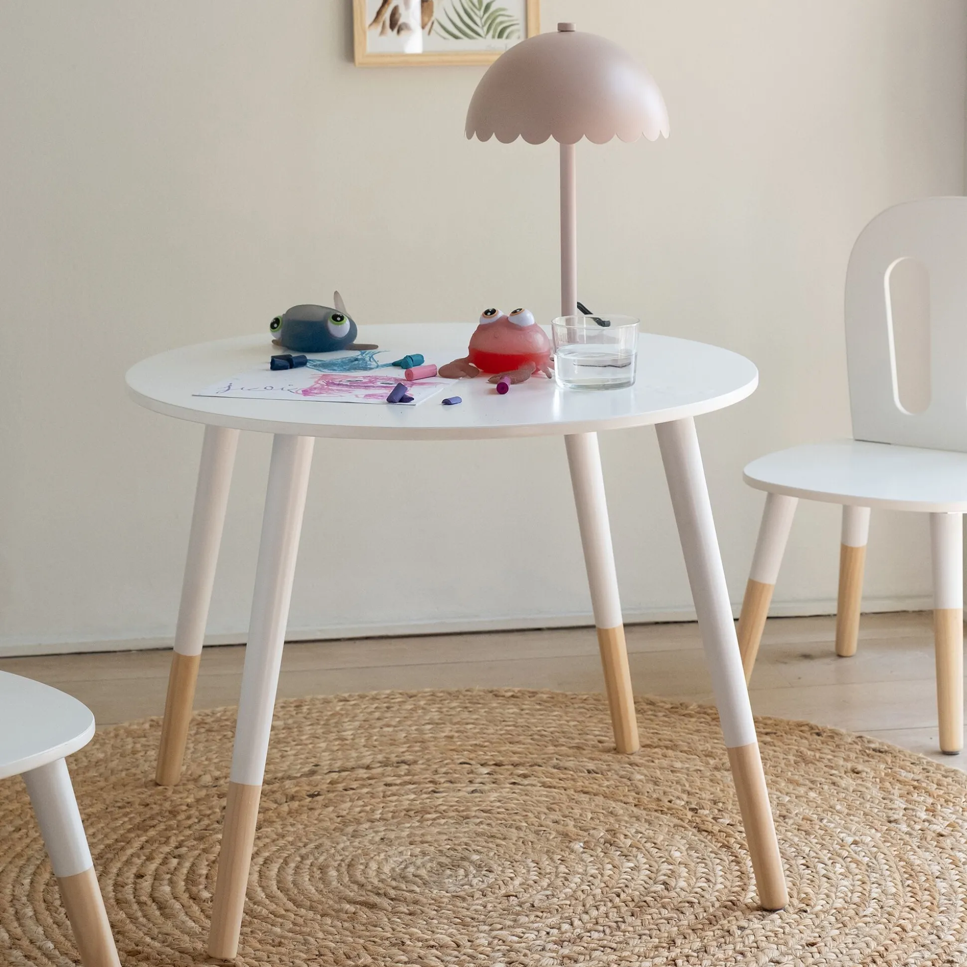 Table enfant en bois D60x47,7cm - blanc
