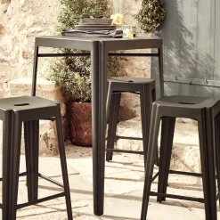 Table haute de jardin en acier - vert cèdre (2 places)