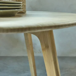 Table ronde en bambou massif - bois clair (6 places)