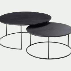 Tables basses gigognes rondes en métal - noir