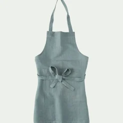 Tablier effet froissé en lin et coton - bleu calaluna