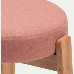 Tabouret bas en bois de frêne et tissu H45cm - brun rhassoul