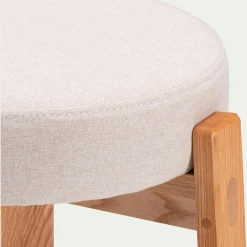 Tabouret bas en bois de frêne et tissu H45cm - beige alpilles