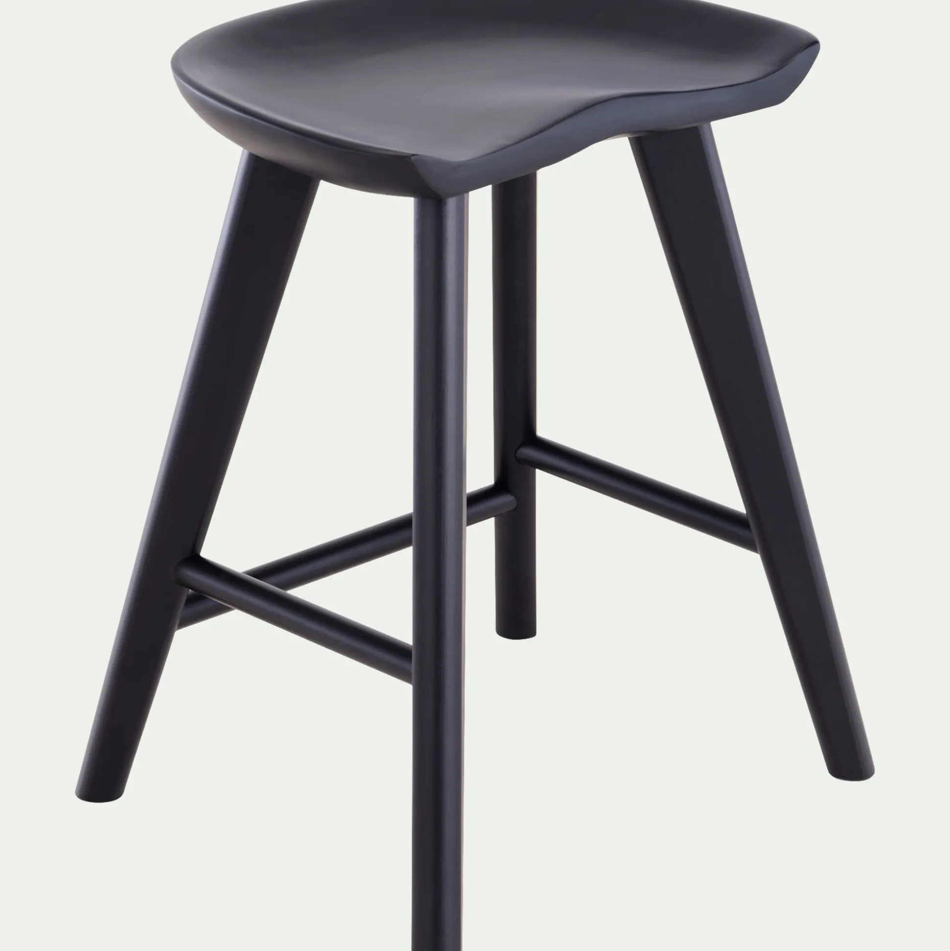 Tabouret bas en chêne massif H49cm - noir