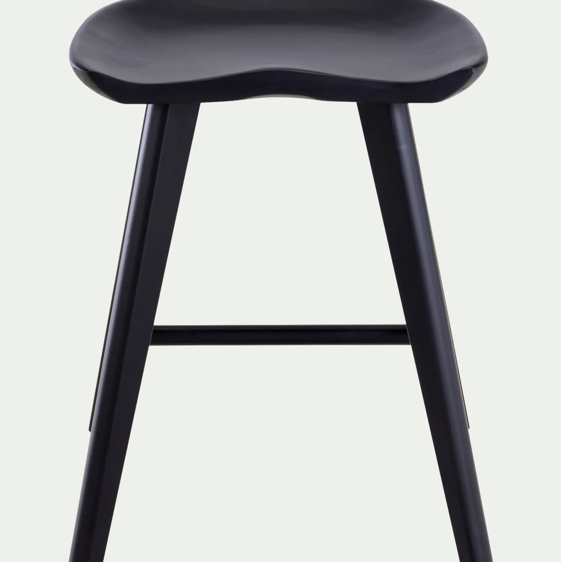 Tabouret bas en chêne massif H49cm - noir