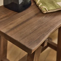 Tabouret bas en teck recyclé H45cm - bois foncé