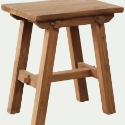 Tabouret bas en teck recyclé H45cm - bois foncé