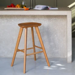 Tabouret de bar en chêne massif H75cm - naturel