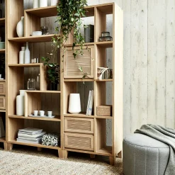 Étagère 6 cases en chêne - bois clair