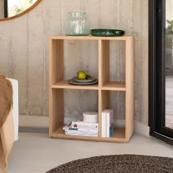Étagère 4 cases en chêne - bois clair