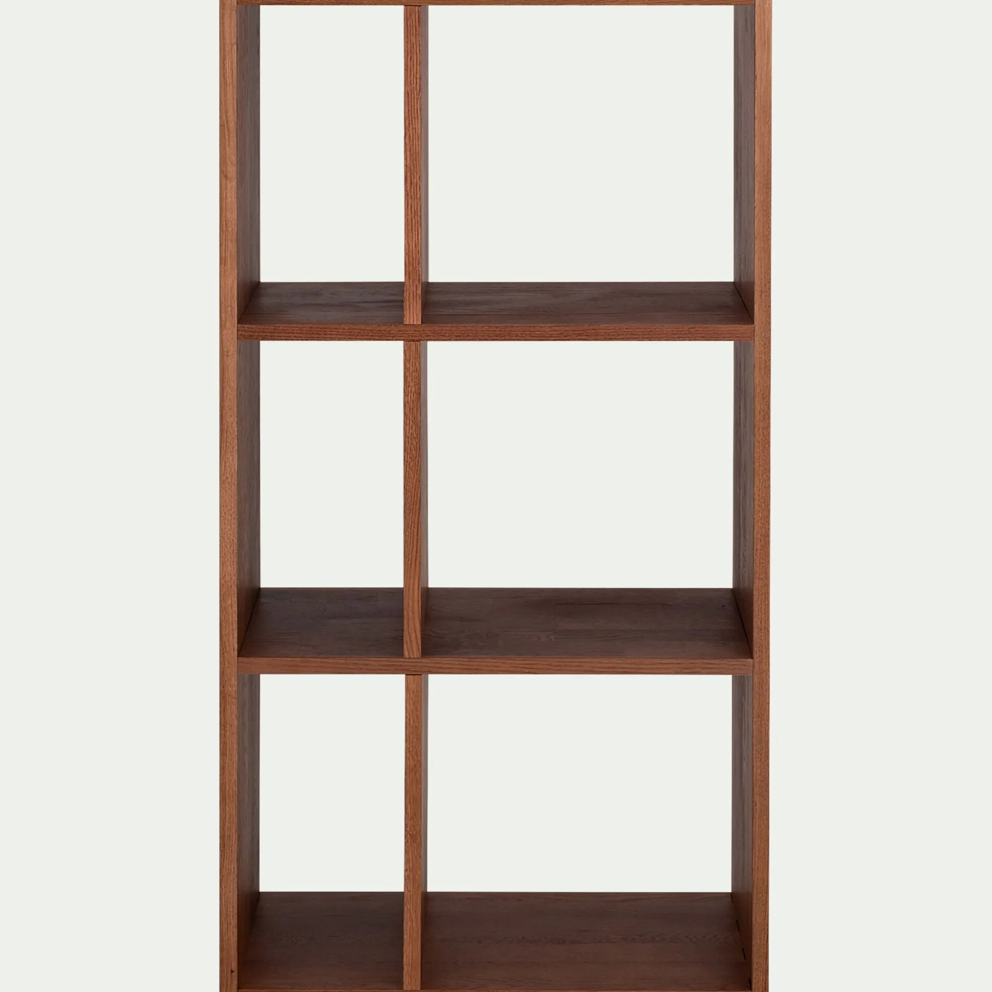 Étagère 6 cases en chêne massif - bois foncé