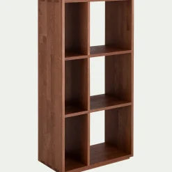 Étagère 6 cases en chêne massif - bois foncé