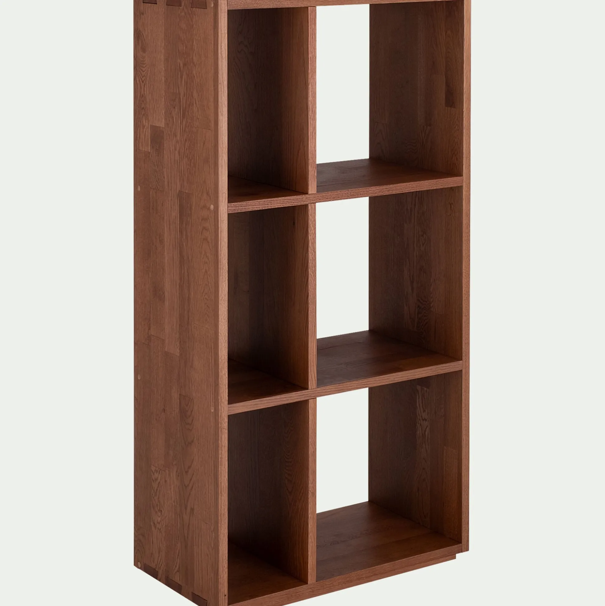 Étagère 6 cases en chêne massif - bois foncé