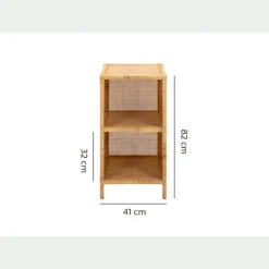 Étagère 2 cases en rotin - naturel