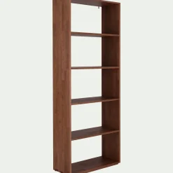 Étagère 5 tablettes en chêne massif - bois foncé