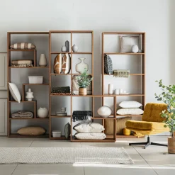 Étagère 5 tablettes en chêne massif - bois foncé