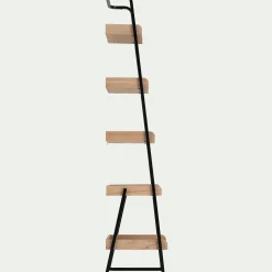 Étagère 5 tablettes plaquée frêne et métal noir L40cm - bois clair