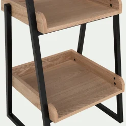 Étagère 5 tablettes plaquée frêne et métal noir L40cm - bois clair