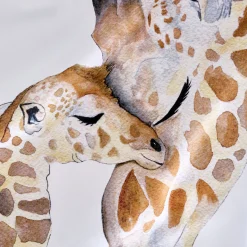 Taie d'oreiller enfant imprimé girafe en coton 63x63cm - marron