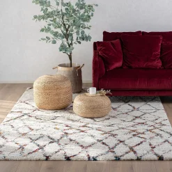 Tapis à motif d'inspiration berbère 160x230cm - blanc