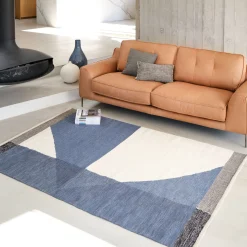 Tapis à motifs en coton - bleu 160x230cm