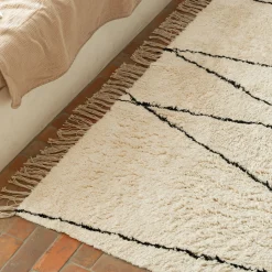 Tapis à motifs géométriques en coton - blanc et noir 160x230cm