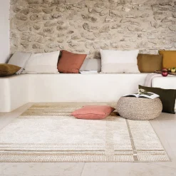 Tapis à motifs linéaires en tissu recyclé 160x230cm - beige