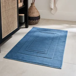 Tapis de bain en coton - bleu figuerolles 50x80cm