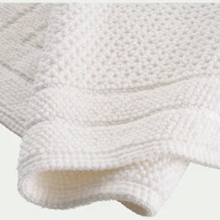 Tapis de bain en coton finition crochet et frangées 50x80cm - blanc