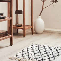 Tapis de bain en coton tufté - blanc et noir 50x80cm