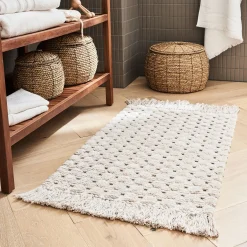 Tapis de bain point bulle en coton 50x80cm - beige