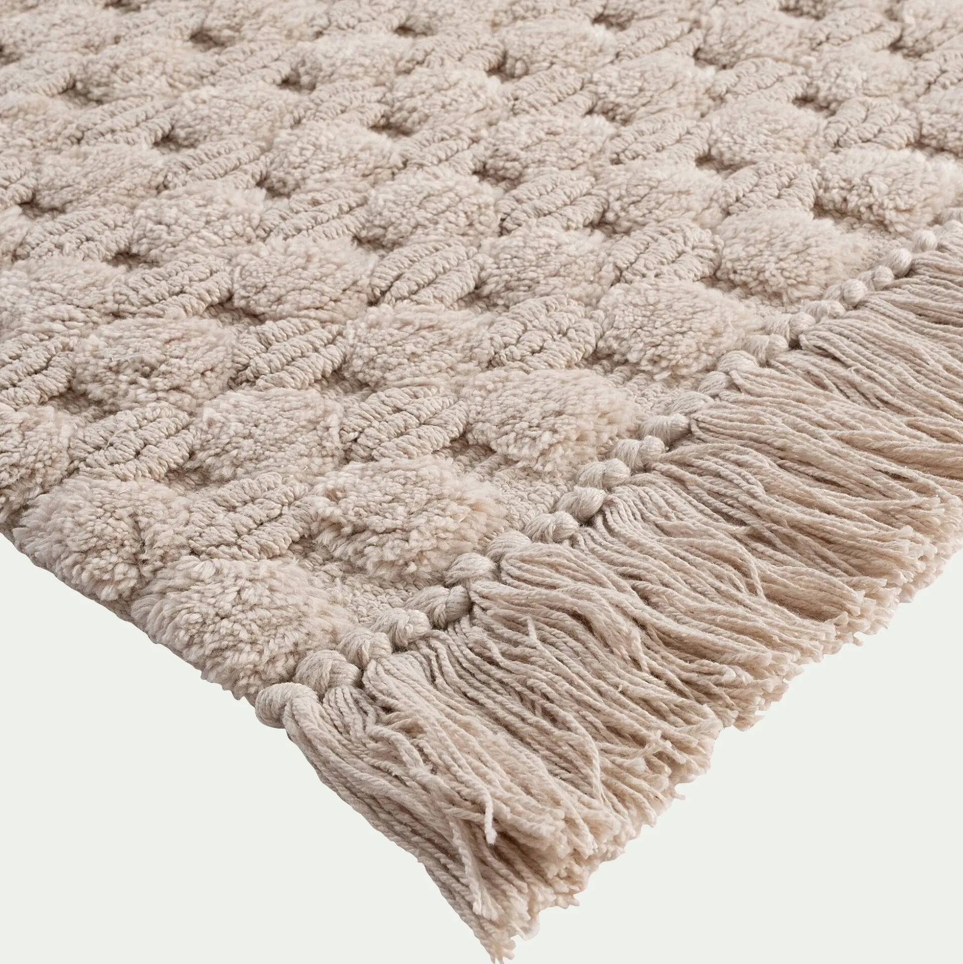 Tapis de bain point bulle en coton 50x80cm - beige