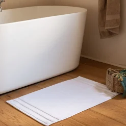 Tapis de bain qualité hôtelière en coton - blanc 50x80cm