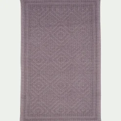 Tapis de bain surpiquage losanges en coton - gris restanque 60x100cm