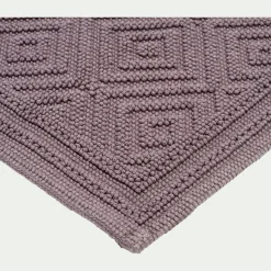 Tapis de bain surpiquage losanges en coton - gris restanque 60x100cm