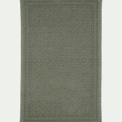 Tapis de bain surpiquage losanges en coton - vert cèdre 50x70cm