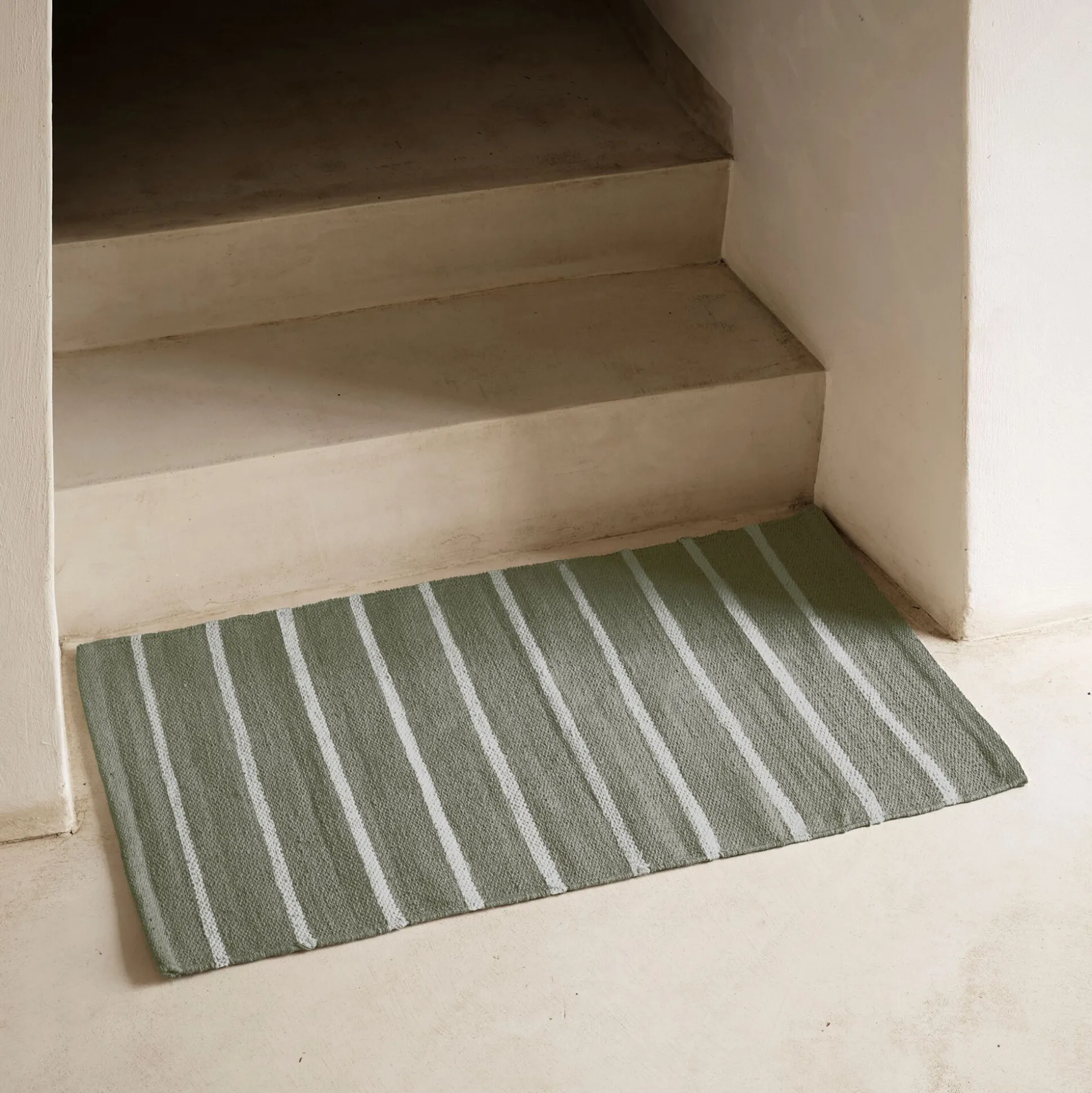 Tapis en coton à rayure 50x80cm - vert
